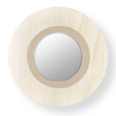 Runde Lens LED Wandleuchte von LZF Lamps, elfenbeinweiß mit Metallring, modernes Design.